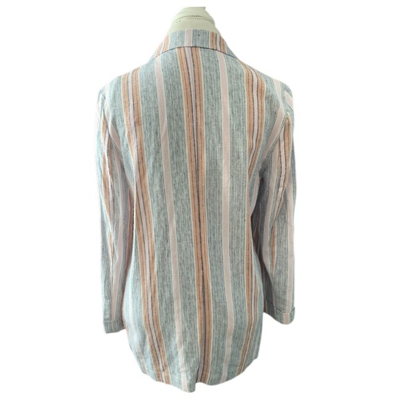 Nanette Lepore Linen Blend Long Sleeve Striped Open Front Blazer Sz Medium NWT - Picture 6 of 9